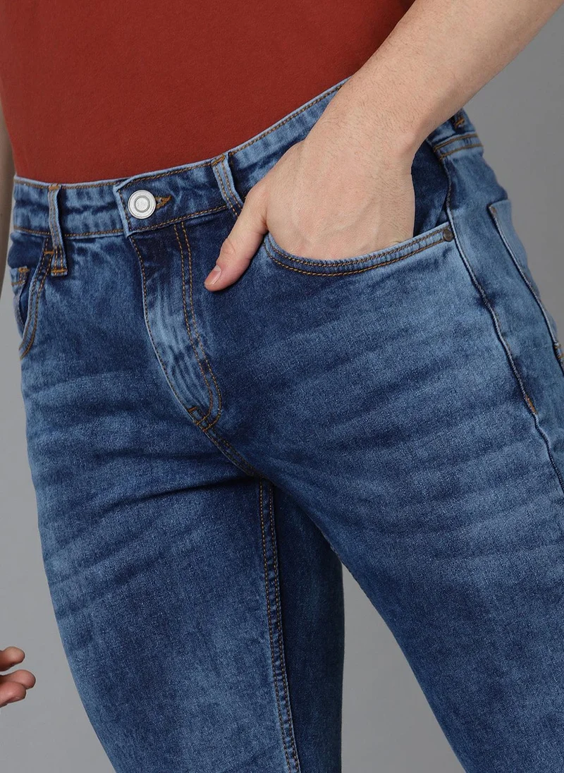 Urbano Fashion  Urbano Fashion Men's Blue Slim Fit Washed Jeans Stretchable for Men | Best Price UAE